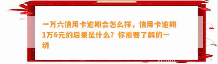 一万六信用卡逾期会怎么样，信用卡逾期1万6元的后果是什么？你需要了解的一切