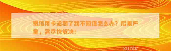 银信用卡逾期了我不知道怎么办？后果严重，需尽快解决！