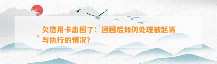 欠信用卡出国了：回国后如何处理被起诉与执行的情况？