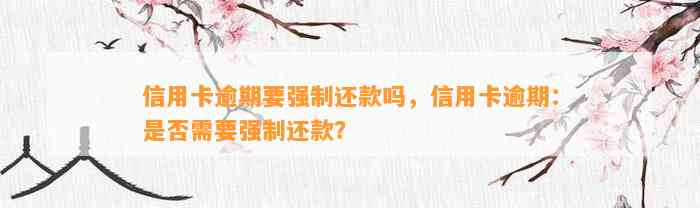 信用卡逾期要强制还款吗，信用卡逾期：是否需要强制还款？