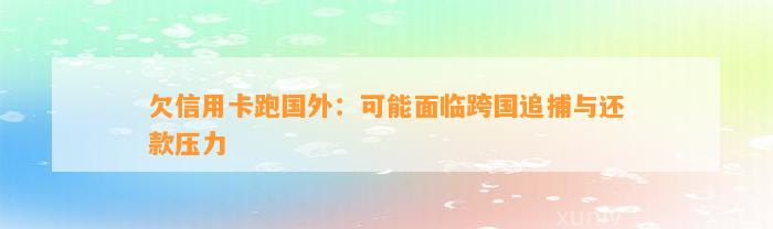 欠信用卡跑国外：可能面临跨国追捕与还款压力