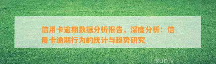 信用卡逾期数据分析报告，深度分析：信用卡逾期行为的统计与趋势研究