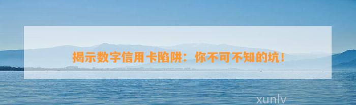 揭示数字信用卡陷阱：你不可不知的坑！