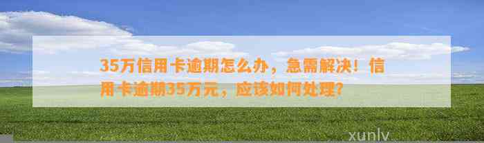 35万信用卡逾期怎么办，急需解决！信用卡逾期35万元，应该如何处理？