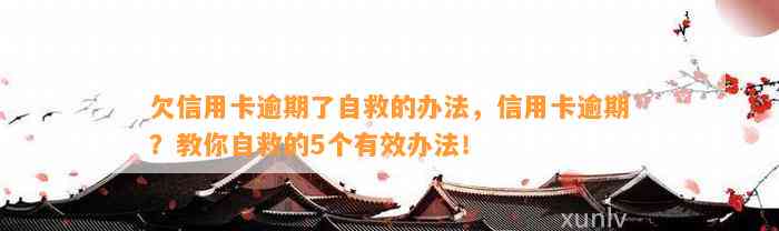 欠信用卡逾期了自救的办法，信用卡逾期？教你自救的5个有效办法！