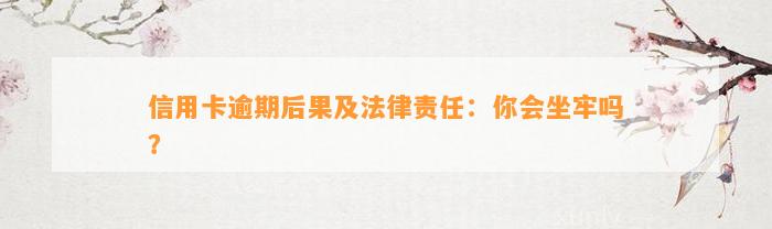 信用卡逾期后果及法律责任：你会坐牢吗？