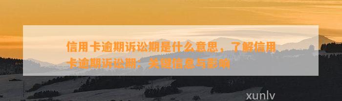 信用卡逾期诉讼期是什么意思，了解信用卡逾期诉讼期：关键信息与影响