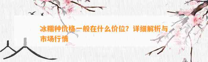 冰糯种价格一般在什么价位？详细解析与市场行情