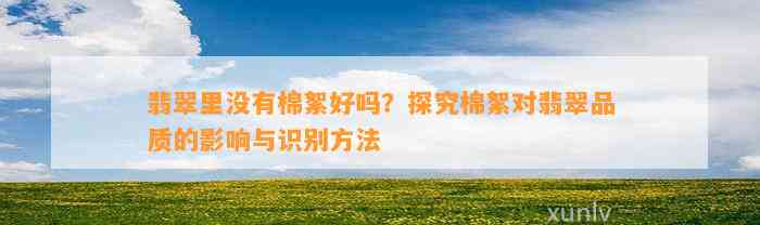 翡翠里不存在棉絮好吗？探究棉絮对翡翠品质的作用与识别方法