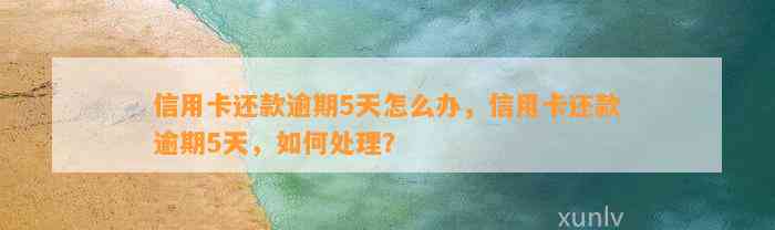 信用卡还款逾期5天怎么办，信用卡还款逾期5天，如何处理？