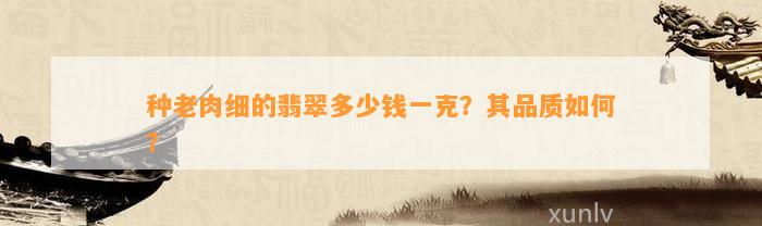 种老肉细的翡翠多少钱一克？其品质怎样？