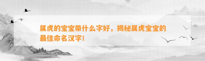 属虎的宝宝带什么字好，揭秘属虎宝宝的最佳命名汉字！