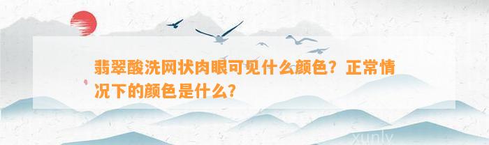 翡翠酸洗网状肉眼可见什么颜色？正常情况下的颜色是什么？