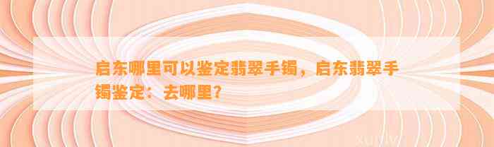 启东哪里可以鉴定翡翠手镯，启东翡翠手镯鉴定：去哪里？