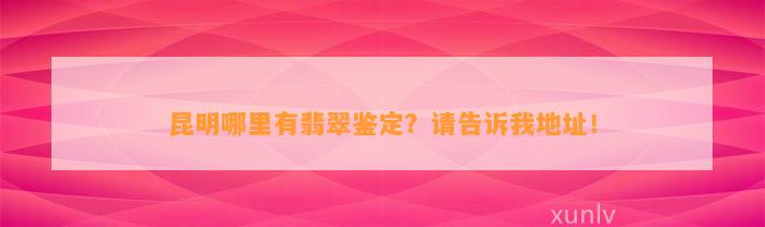 昆明哪里有翡翠鉴定？请告诉我地址！