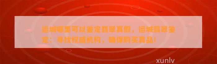 运城哪里可以鉴定翡翠真假，运城翡翠鉴定：寻找权威机构，保证购买真品！