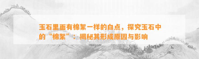 玉石里面有棉絮一样的白点，探究玉石中的“棉絮”：揭秘其形成起因与作用