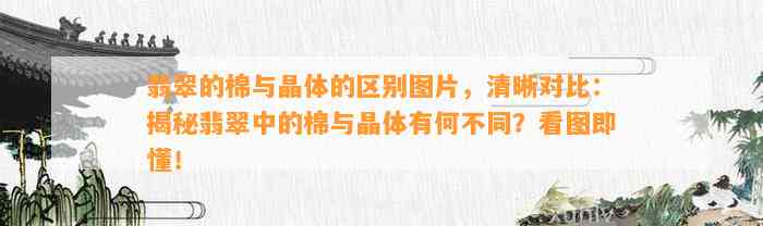 翡翠的棉与晶体的区别图片，清晰对比：揭秘翡翠中的棉与晶体有何不同？看图即懂！