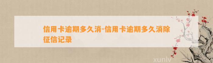 信用卡逾期多久消-信用卡逾期多久消除征信记录