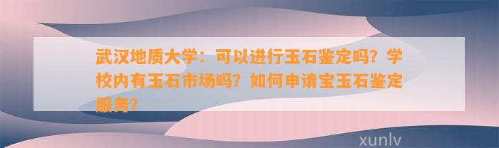 武汉地质大学：可以实施玉石鉴定吗？学校内有玉石市场吗？怎样申请宝玉石鉴定服务？