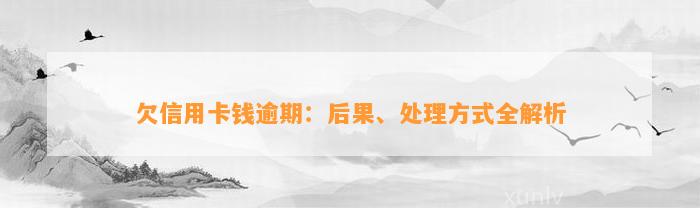 欠信用卡钱逾期：后果、处理方式全解析