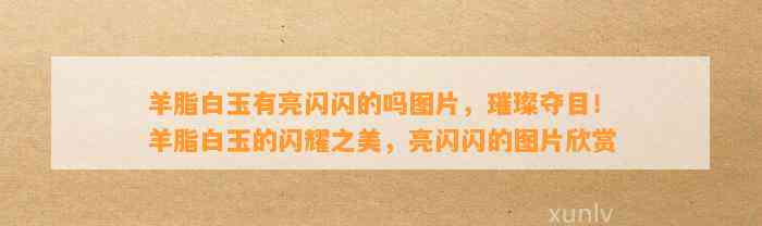 羊脂白玉有亮闪闪的吗图片，璀璨夺目！羊脂白玉的闪耀之美，亮闪闪的图片欣赏