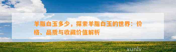 羊脂白玉多少，探索羊脂白玉的世界：价格、品质与收藏价值解析