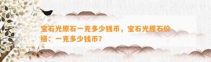 宝石光原石一克多少钱币，宝石光原石价格：一克多少钱币？