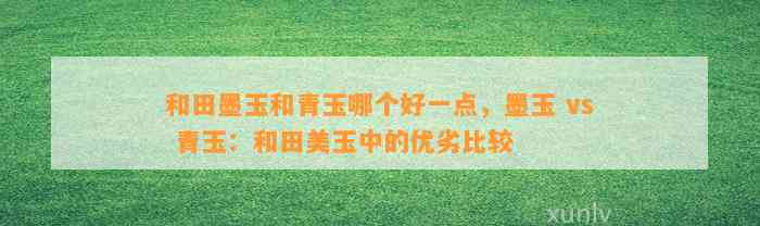 和田墨玉和青玉哪个好一点，墨玉 vs 青玉：和田美玉中的优劣比较