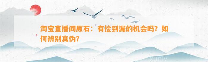 淘宝直播间原石：有捡到漏的机会吗？怎样辨别真伪？