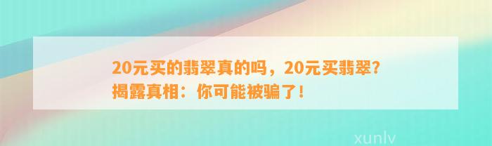 20元买的翡翠真的吗，20元买翡翠？揭露真相：你可能被骗了！