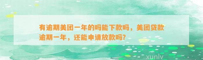 有逾期美团一年的吗能下款吗，美团贷款逾期一年，还能申请放款吗？