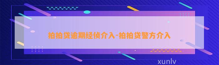 拍拍贷逾期经侦介入-拍拍贷警方介入