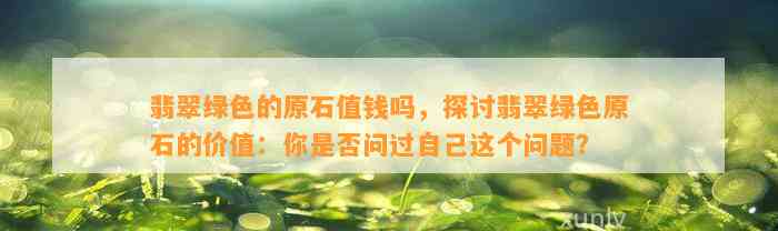 翡翠绿色的原石值钱吗，探讨翡翠绿色原石的价值：你是不是问过本人这个疑问？