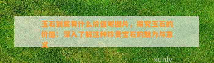 玉石到底有什么价值呢图片，探究玉石的价值：深入熟悉这类珍贵宝石的魅力与意义