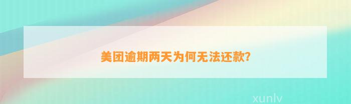 美团逾期两天为何无法还款？