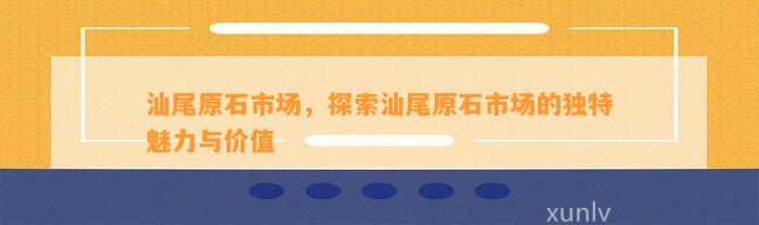 汕尾原石市场，探索汕尾原石市场的特别魅力与价值