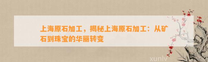 上海原石加工，揭秘上海原石加工：从矿石到珠宝的华丽转变