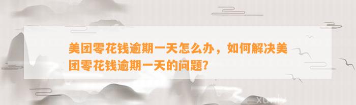 美团零花钱逾期一天怎么办，如何解决美团零花钱逾期一天的问题？