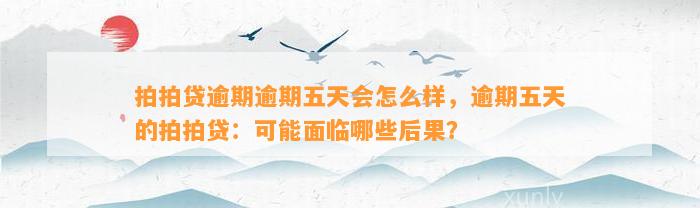 拍拍贷逾期逾期五天会怎么样，逾期五天的拍拍贷：可能面临哪些后果？