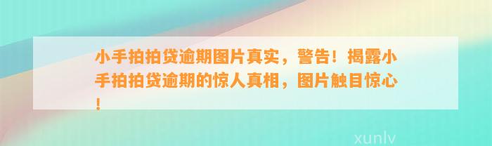 小手拍拍贷逾期图片真实，警告！揭露小手拍拍贷逾期的惊人真相，图片触目惊心！