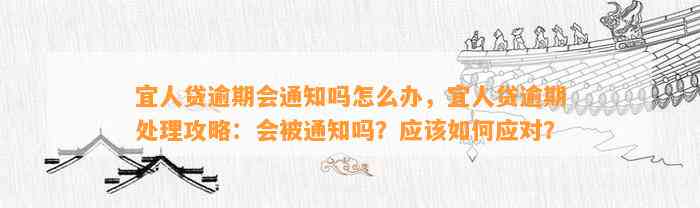 宜人贷逾期会通知吗怎么办，宜人贷逾期处理攻略：会被通知吗？应该如何应对？