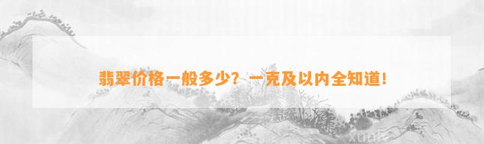 翡翠价格一般多少？一克及以内全知道！