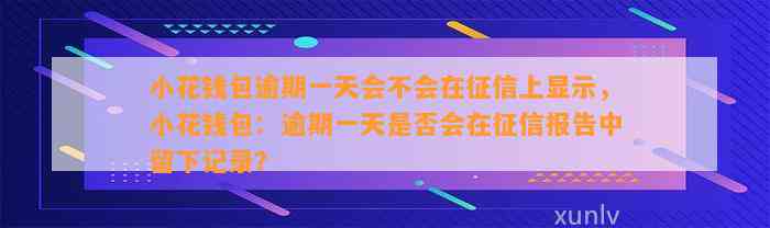 小花钱包逾期一天会不会在征信上显示，小花钱包：逾期一天是否会在征信报告中留下记录？