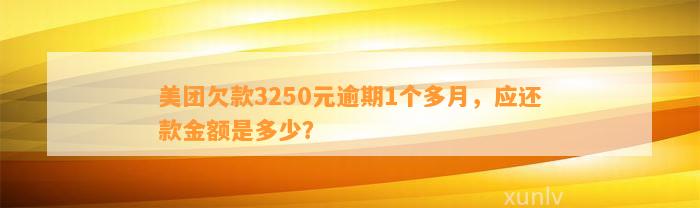 美团欠款3250元逾期1个多月，应还款金额是多少？