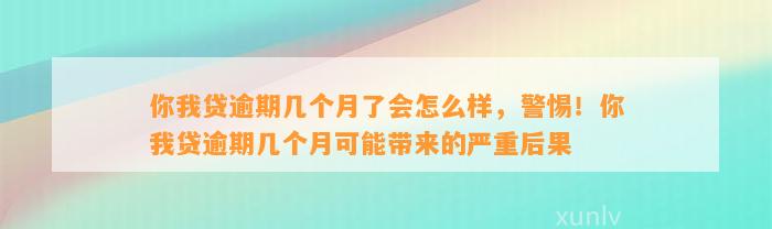 你我贷逾期几个月了会怎么样，警惕！你我贷逾期几个月可能带来的严重后果