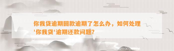 你我贷逾期回款逾期了怎么办，如何处理'你我贷'逾期还款问题？