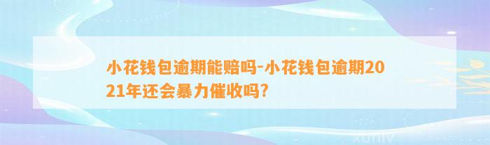 小花钱包逾期能赔吗-小花钱包逾期2021年还会暴力催收吗?