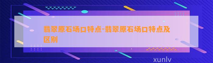 翡翠原石场口特点-翡翠原石场口特点及区别