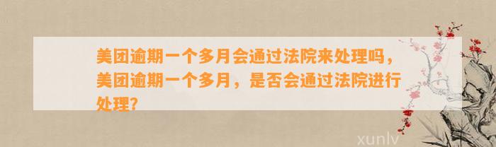 美团逾期一个多月会通过法院来处理吗，美团逾期一个多月，是否会通过法院进行处理？